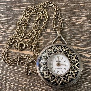 Vtg Webster antimagnetic pocket watch clock pendant chain necklace Swiss Untestd